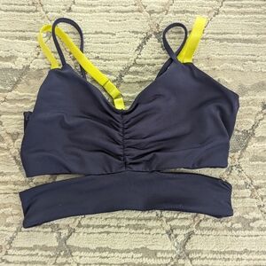 Handful bound and determined sports bra size extra small xs blue green/yellow
